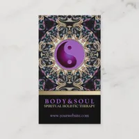 Eastern Purple YinYang New Age Yoga Business Cards