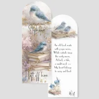 Adorable Bluebirds and Books Illustration Bookmarks