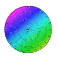 Diagonal Rainbow Gradient Blue to Green Dartboard With Darts