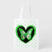 Lyme Disease Awareness Butterfly and Ribbons Grocery Bag