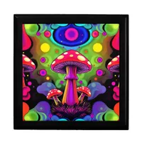 Psychedelic Vibrant Colorful Retro Mushrooms Gift Box