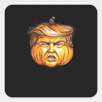 Funny Halloween Pumpkin Political Parody Donald Tr Square Sticker