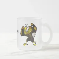 Cartoon Fighting Eagle Frosted Glass Coffee Mug