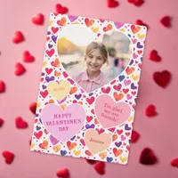 Colorful Hearts Classroom Valentine's Day Photo Note Card