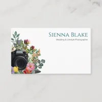 Floral Camera Watercolor Wedding Photographer Busi Business Card