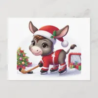 Festive Christmas Hockey Donkey Postcard