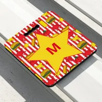 Fast Food Burgers and Hot Dogs Star Monogram Seat Cushion