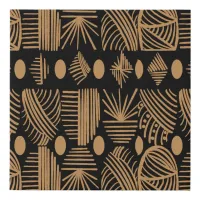 Caribbean Tribal Mudcloth: Black, Gold Faux Canvas Print