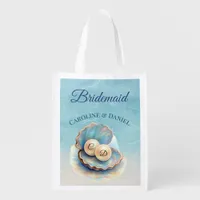 Beach Wedding Pearls Shell Elegant Ocean Theme  Grocery Bag