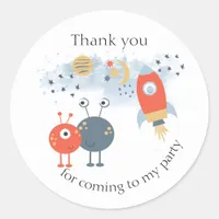 Alien Thank you for Coming to My Party Classic Round Sticker