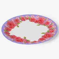 Pink Roses Valentine Add Your Photo Paper Plates