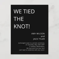 Modern Rustic Black and White Wedding Announcement Postcard