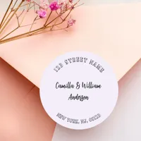 Lavender modern script return address classic round sticker