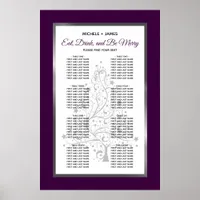 Elegant Purple Silver Wedding Seating Chart