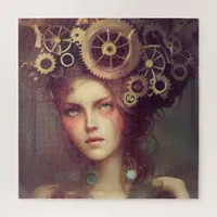 A fantasy woman with steampunk gears on her head jigsaw puzzle