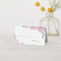 Romantic Pink Peonies Rice Paper BarefootBride™ Place Card