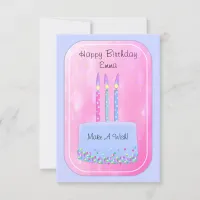 Pretty Birthday Cake with Candles Card