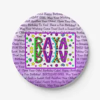 Girl's Name Raya with Stars and Hearts Whimsical  Paper Plates