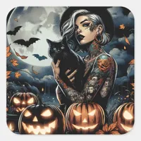 Grab a Broom | Witch Themed Halloween Party Square Sticker