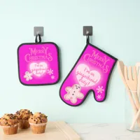 Christmas in Pink I'm on Gingerbread Duty pink | Oven Mitt & Pot Holder Set