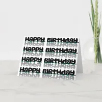 Happy Birthday Card Black and Turquoise Reflection