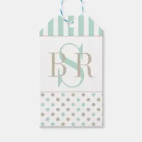 MINT BISQUE DOTS STRIPES Gift Tags