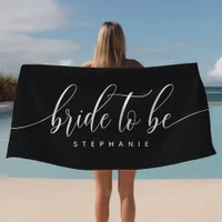 Bride To Be Black Hen Party Personalized  Beach Towel