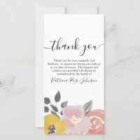 Watercolor Flowers Funeral Thank You Note Card