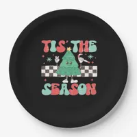 Tis Season Retro Womans Holiday Paper Plates