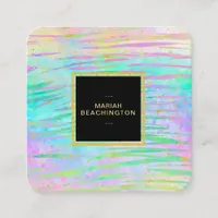 ** Bold Colorful Abstract Animal  AP93  Gold Neon Square Business Card