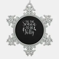 Tis Season Pumpkin Halloween Witch Hat Costume Snowflake Pewter Christmas Ornament