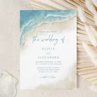 Watercolor Ocean Beach Coastal Wedding Invitation