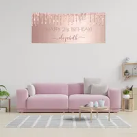 Birthday party rose gold pink drips banner