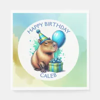  Capybara Themed Boy's Birthday Party Personalized Napkins