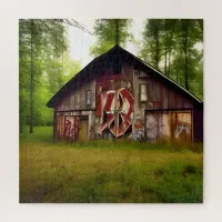 Abandoned Weathered Barn in the Woods Jigsaw Puzzle