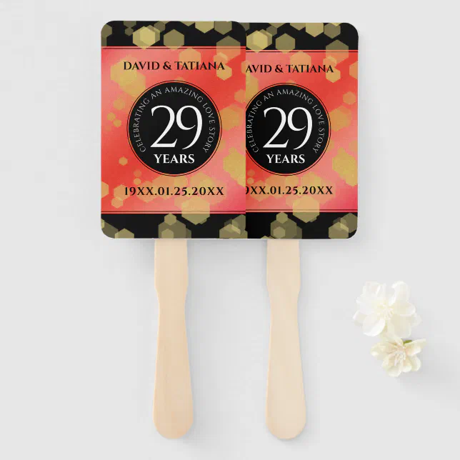 Elegant 29th Garnet Wedding Anniversary Hand Fan