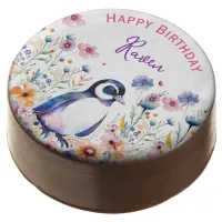 Penguin in Flowers Girl's Birthday Personalized Chocolate Covered Oreo