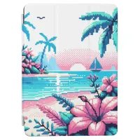 Pixel Art Ocean Pink and Blue Tropical Art iPad Air Cover