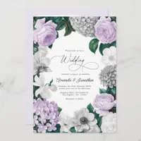 Lavender Fog, Heather Gray & Winter White Wedding Invitation