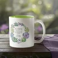 Succulents Wreath Mother of the Bride ID517 Two-Tone Coffee Mug