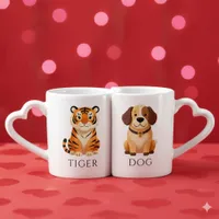 Tiger 虎 Dog 狗 Chinese Zodiac Coffee Mug Set
