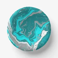 Blue, Teal and Turquoise Marble Fluid Art   Paper Bowls