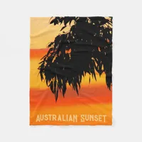 Australian Silhouette Sunset Sky Fleece Blanket