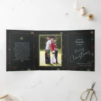 Christmas Personalized Family Photo Rustic Tri-Fold Holiday Card