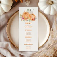 Fall Pumpkin Floral Baby Shower Menu