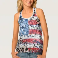 *~* AP27 Stars + Stripes Flag Leopard Grunge USA Tank Top