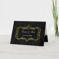 regal flourish black and gold damask thank you