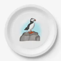 Cute Hand drawn Puffin Paper Plates