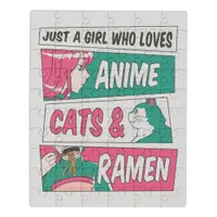 Just A Girl Who Loves Anime, Cats, and Ramen Jigsaw Puzzle