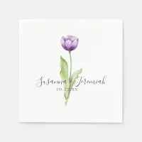 Elegant Purple Tulip Wedding Reception Napkins